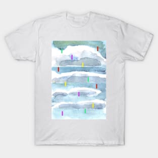 Colorful summer rain out of watercolor clouds T-Shirt